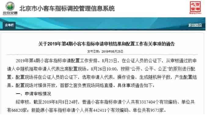 北京小客車指標辦公布了本期小客車指標申請審核結(jié)果和配置數(shù)據(jù)